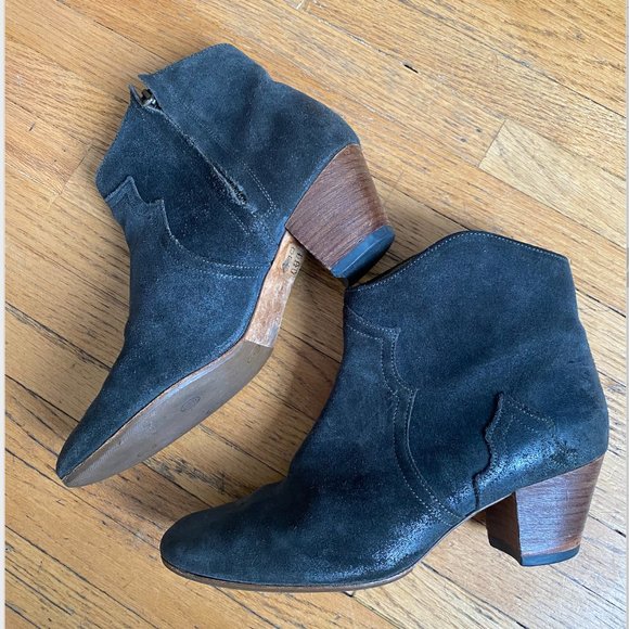 Isabel Marant Dicker Grey Suede Ankle Cowboy Western Booties - Picture 2 of 4
